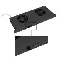 19"-Lüftereinheit - 2 SILENCE-Ventilatoren - 1 HE - vertikaler Luftstrom - Luftdurchsatz 175 m³/h - schwarz