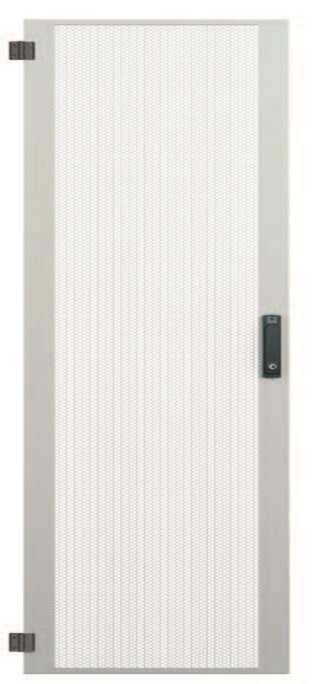 Perforierte Tür mit 80% Luftdurchlass für SZB IT Rack mit 42 HE x 800 mm Breite - 3-Punkt-Schliessung - lichtgrau