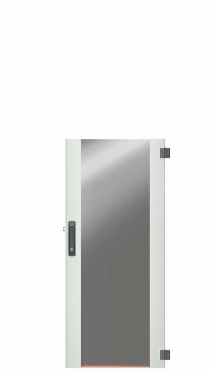 Sichttür für SZB IT Rack mit 24 HE x 600 mm Breite - 1-Punkt-Schliessung - lichtgrau