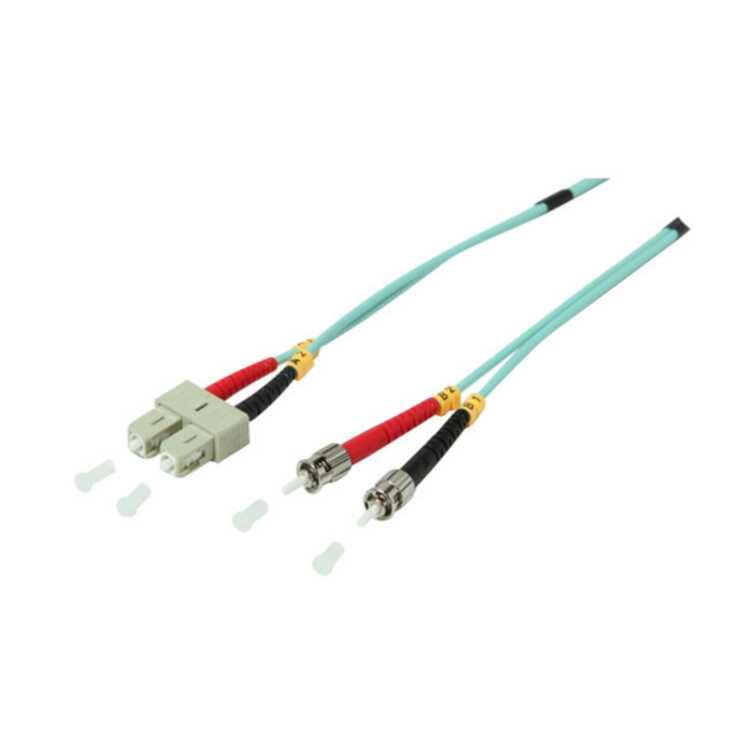 Quality LWL Duplex Patchkabel SC zu ST - OM3 - aqua - 2,0m