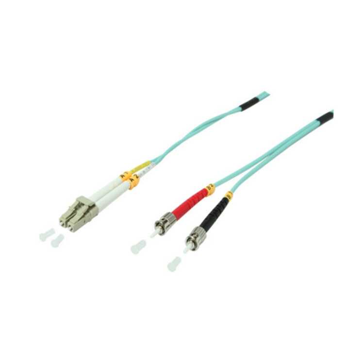 Quality LWL Duplex Patchkabel LC zu ST - OM3 - aqua - 2,0 m