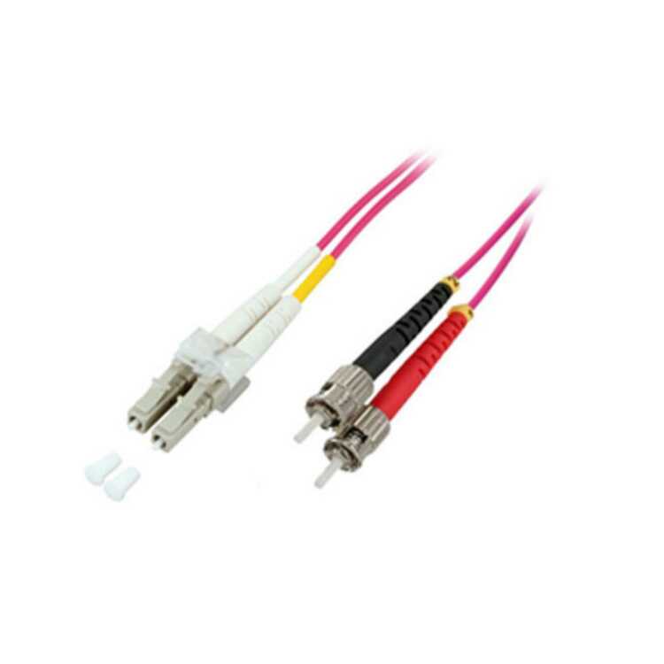 Quality LWL Duplex Patchkabel LC zu ST - OM4 - violett - 20,0m