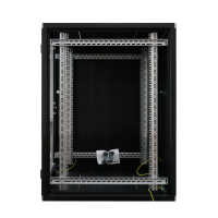 Kleiner 19"-Netzwerkschrank SZB IT - 18 HE - 600 x 600mm - Glastür - Rückwand - schwarz