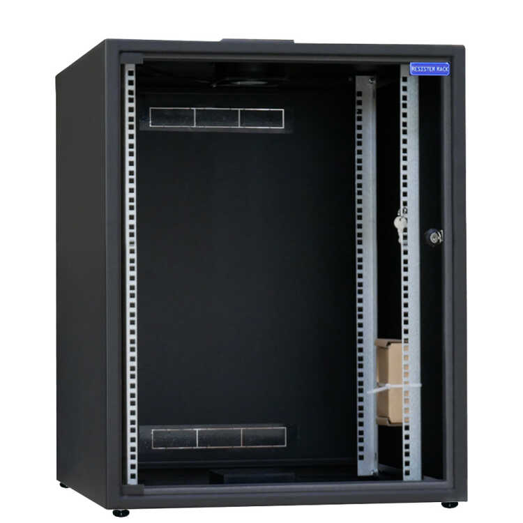 19"-Schrank RESISTER - erhöhter Staubschutz - 15 HE - Glastür - BxT 600x600mm - schwarz