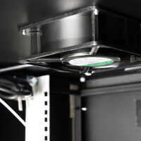 19"-Schrank RESISTER - erhöhter Staubschutz - 12 HE - Glastür - BxT 600x600mm - schwarz
