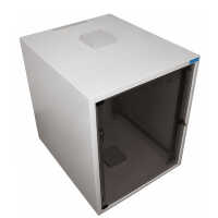 19"-Schrank RESISTER - erhöhter Staubschutz - 15 HE - Glastür - BxT 600x800mm - lichtgrau