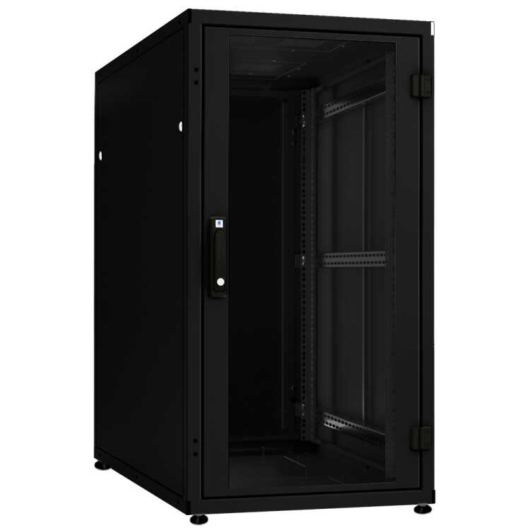 19"-Serverschrank SZB IT - 24 HE - 600 x 1000mm - Sichttür - Vollblechtür - schwarz