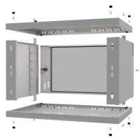 19"-Wandverteiler TAUNUS von IT-BUDGET - 6 HE - 450 mm Tiefe - Sichttür - Schloss - lichtgrau