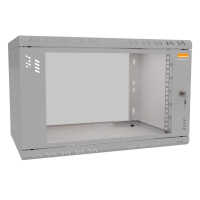 19"-Wandverteiler TAUNUS von IT-BUDGET - 6 HE - 450 mm Tiefe - Sichttür - Schloss - lichtgrau