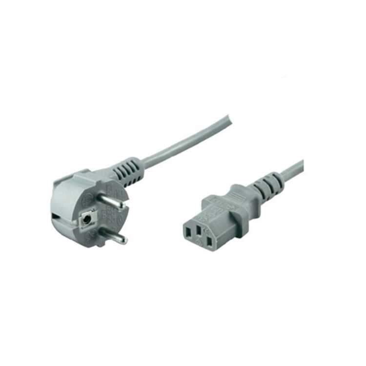 Quality Netzanschlusskabel - Schutzkontaktstecker 90° gewinkelt CEE7/7 auf Kaltgerätebuchse C13 - 5,0 m - grau