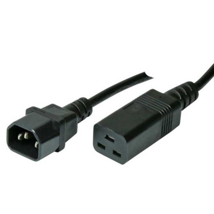 Quality Kaltgeräteverlängerung - C14-C19 - 10 A/ 16 A - schwarz - 3x1,5mm² - 1,8 m