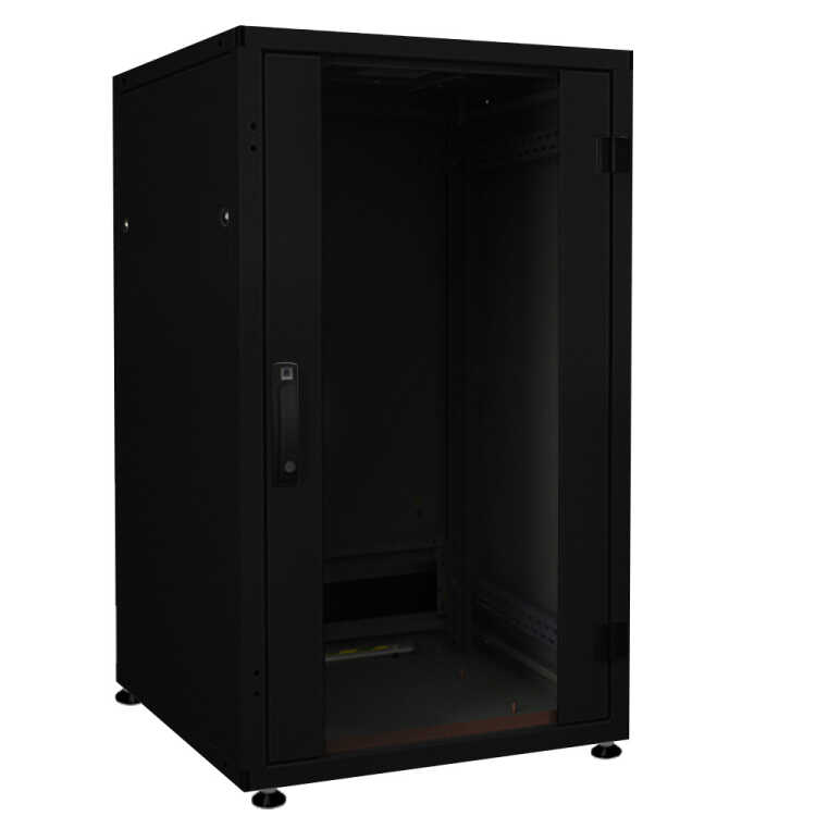 19"-Netzwerkschrank SZB IT - 24 HE - 600 x 600mm - Sichttür - Vollblechtür - schwarz