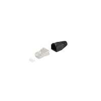 Quality RJ45-Stecker Komplett-Set - Cat.5 / Cat.6 mit Einführhilfe und Tülle - geschirmt - schwarz