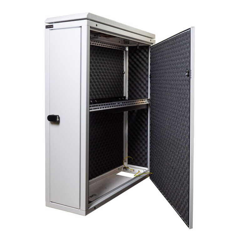 Schmaler Sicherheits-Serverschrank SR1200 L - schallgedämmt - Tiefe 1000 mm - inkl. 2 Lüfter - für SoHo, Praxis, Kanzlei - reinweiss