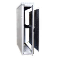 Schmaler Sicherheits-Serverschrank SR1200 L - schallgedämmt - Tiefe 1000 mm - inkl. 2 Lüfter - für SoHo, Praxis, Kanzlei - reinweiss