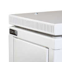 Schmaler Sicherheits-Serverschrank SR1200 L - schallgedämmt - Tiefe 1000 mm - inkl. 2 Lüfter - für SoHo, Praxis, Kanzlei - reinweiss
