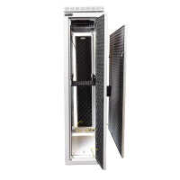 Schmaler Sicherheits-Serverschrank SR1200 L - schallgedämmt - Tiefe 1000 mm - inkl. 2 Lüfter - für SoHo, Praxis, Kanzlei - reinweiss