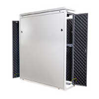 Schmaler Sicherheits-Serverschrank SR1200 L - schallgedämmt - Tiefe 1000 mm - inkl. 2 Lüfter - für SoHo, Praxis, Kanzlei - reinweiss
