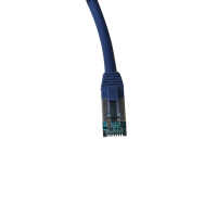 IT-BUDGET Vollkupfer Premium Patchkabel - Cat.6A - 500 MHz - halogenfrei - PoE+ - AWG 26/7 - blau - 0,15 m