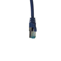 IT-BUDGET Vollkupfer Premium Patchkabel - Cat.6A - 500 MHz - halogenfrei - PoE+ - AWG 26/7 - blau - 0,15 m
