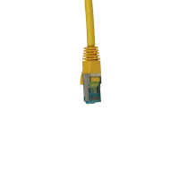 IT-BUDGET Vollkupfer Premium Patchkabel - Cat.6A - 500 MHz - halogenfrei - PoE+ - AWG 26/7 - gelb - 0,15 m