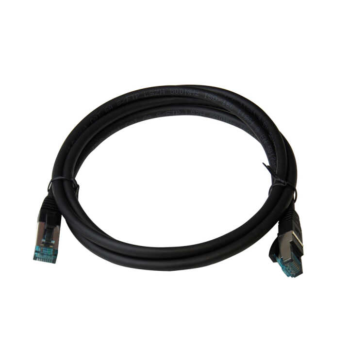 IT-BUDGET Vollkupfer Premium Patchkabel - Cat.6A - 500 MHz - halogenfrei - PoE+ - AWG 26/7 - schwarz - 0,25 m