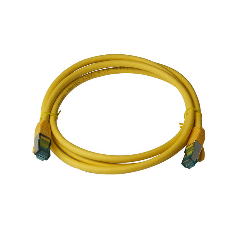 IT-BUDGET Vollkupfer Premium Patchkabel - Cat.6A - 500 MHz - halogenfrei - PoE+ - AWG 26/7 - gelb - 0,50 m