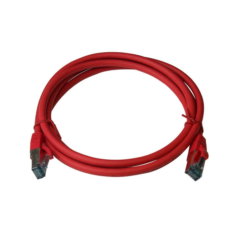 IT-BUDGET Vollkupfer Premium Patchkabel - Cat.6A - 500 MHz - halogenfrei - PoE+ - AWG 26/7 - rot - 0,50 m