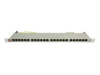 IT-BUDGET 19" Patchpanel - geschirmt - Cat.6A - 24 Port - PoE+ fähig - 0,5 HE - lichtgrau