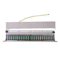 IT-BUDGET 19" Patchpanel - geschirmt - Cat.6A - 24 Port - PoE+ fähig - 0,5 HE - lichtgrau