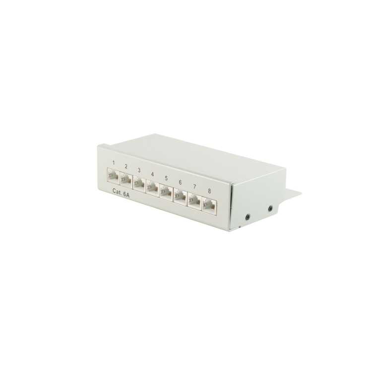 Quality Mini Patchpanel - Cat. 6A - geschirmt - 8 Port - lichtgrau