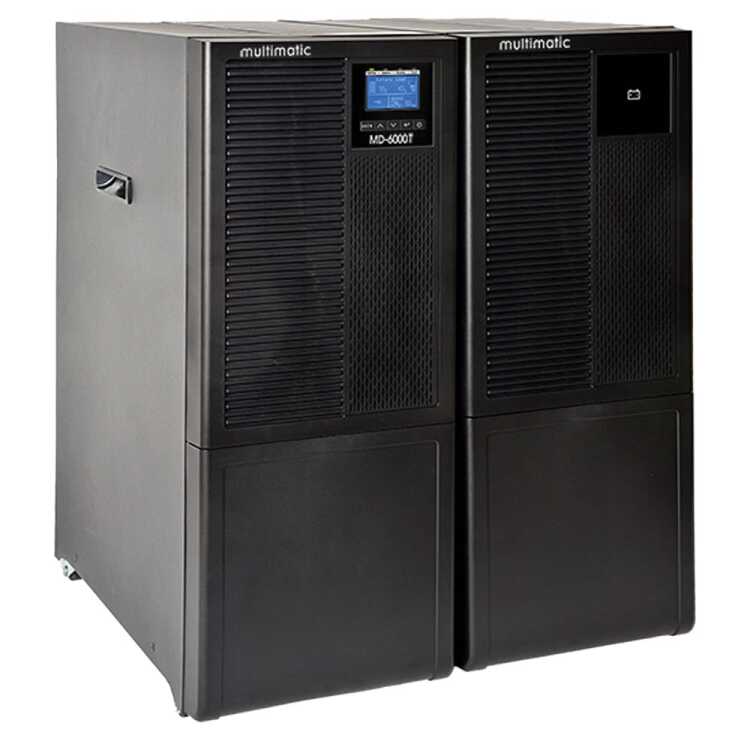 USV-Anlage von multimatic Edelstrom  - MD 6000VA mit 24 Min. Überbrückungszeit (80% Last) - Standgerät mit Rollen - Tower Version - schwarz