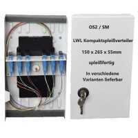 verschiedene Varianten lieferbar: OS2 -LWL Kompaktspleißverteiler - 150 x 265 x 55mm - spleißfertig