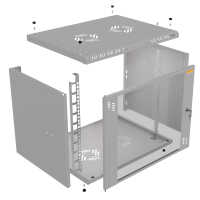 19"-Wandverteiler TAUNUS von IT-BUDGET - 9 HE - 450 mm Tiefe - Sichttür - Schloss - lichtgrau