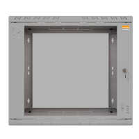 19"-Wandverteiler TAUNUS von IT-BUDGET - 9 HE - 450 mm Tiefe - Sichttür - Schloss - lichtgrau