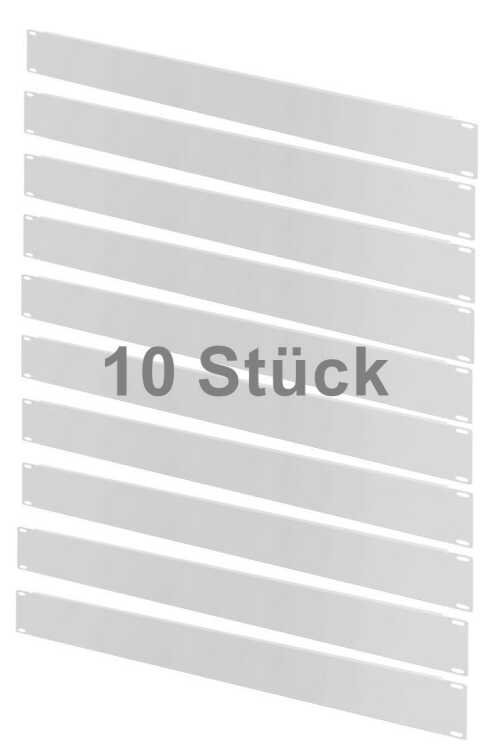 SPAR-PACK 10 Stück 19"-Blindplatten/Rackblenden - 1 HE - stabile Metall-Version - lichtgrau