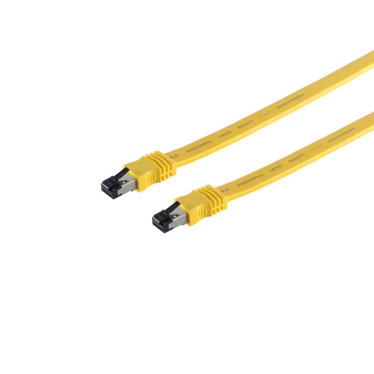 Highend Patchkabel - Cat 8.1 - U/FTP PiMF - flach - halogenfrei - gelb - 0,5 m