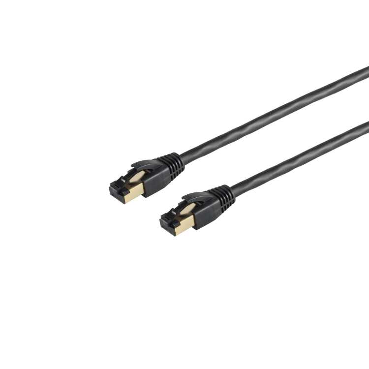 Highend Patchkabel - Cat 8.1 - 2000 MHz - F/FTP doppelt geschirmt - halogenfrei - schwarz - 0,25 m