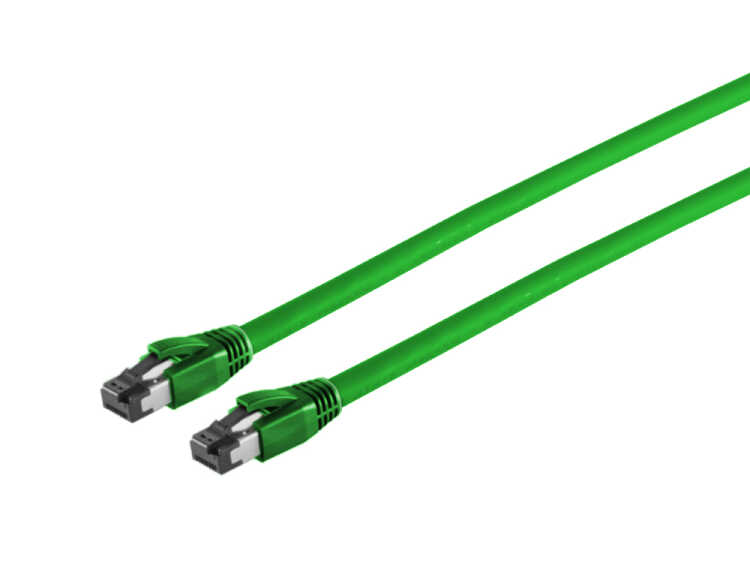 Highend Patchkabel - Cat 8.1 - 2000 MHz - F/FTP doppelt geschirmt - halogenfrei - grün - 1,0m