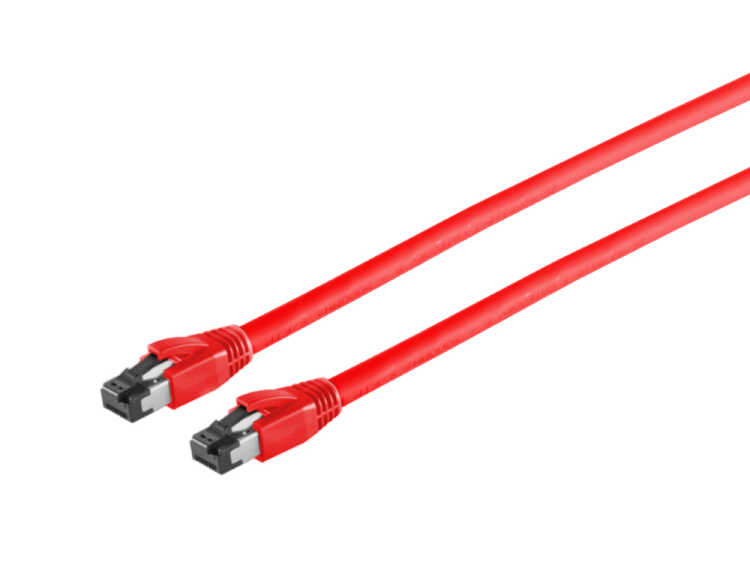 Highend Patchkabel - Cat 8.1 - 2000 MHz - F/FTP doppelt geschirmt - halogenfrei - rot - 10,0m