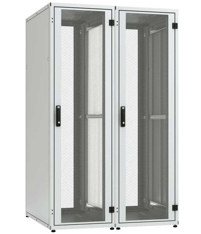 2er Reihe 19"-Serverschrank SZB IT - 42 HE - 600 x 1000mm - perforierte Türen - lichtgrau