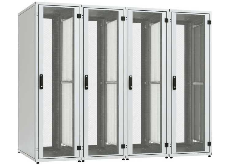 4er Reihe 19"-Serverschrank SZB IT - 42 HE - 600 x 1000mm - perforierte Türen - lichtgrau