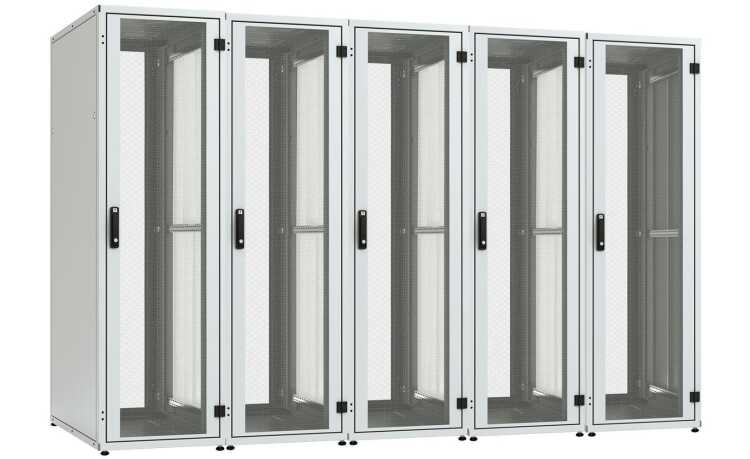 5er Reihe 19"-Serverschrank SZB IT - 42 HE - 600 x 1000mm - perforierte Türen - lichtgrau