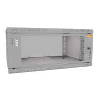 19"-Wandverteiler TAUNUS von IT-BUDGET - 4 HE - 350 mm Tiefe - Sichttür - Schloss - lichtgrau