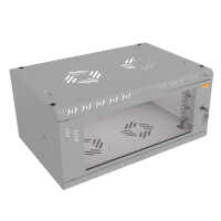19"-Wandverteiler TAUNUS von IT-BUDGET - 4 HE - 350 mm Tiefe - Sichttür - Schloss - lichtgrau