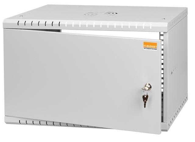 19"-Wandverteiler TAUNUS von IT-BUDGET - 6 HE - 450 mm Tiefe - Vollblechtür - Schloss - lichtgrau