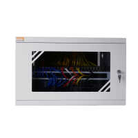 19"-Wandverteiler TAUNUS von IT-BUDGET - 4 HE - 450 mm Tiefe - Sichttür - Schloss - lichtgrau