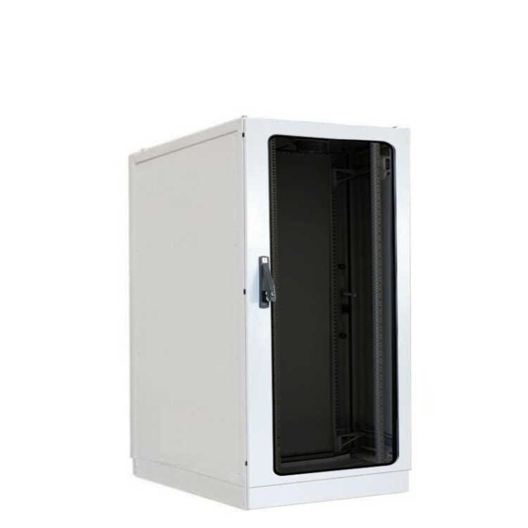 19-Serverschrank SZE2 - Schutzart IP54 - 24 HE - BxT 600 x 800 mm - Sichttür - Vollblechtür - Sockel - lichtgrau