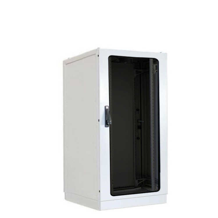 19"-Serverschrank SZE2 - Schutzart IP54 - 24 HE - BxT 600 x 600 mm - Sichttür - Vollblechtür - Sockel - lichtgrau