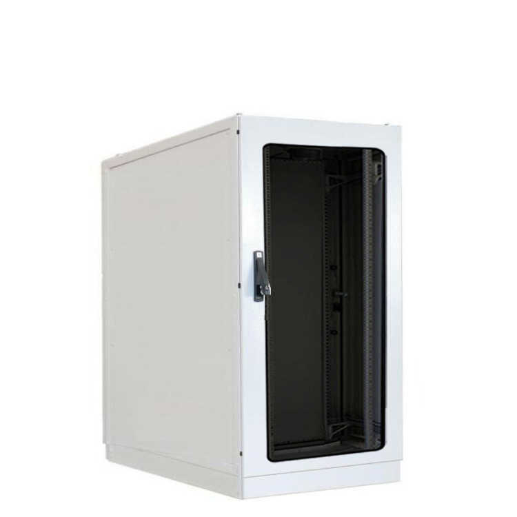 19"-Serverschrank SZE2 - Schutzart IP54 - 24 HE - BxT 600 x 1000 mm - Sichttür - Vollblechtür - Sockel - lichtgrau